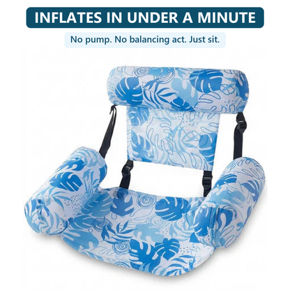 Novyre Pool Lounge Chair inflates in under a minute, no pump
