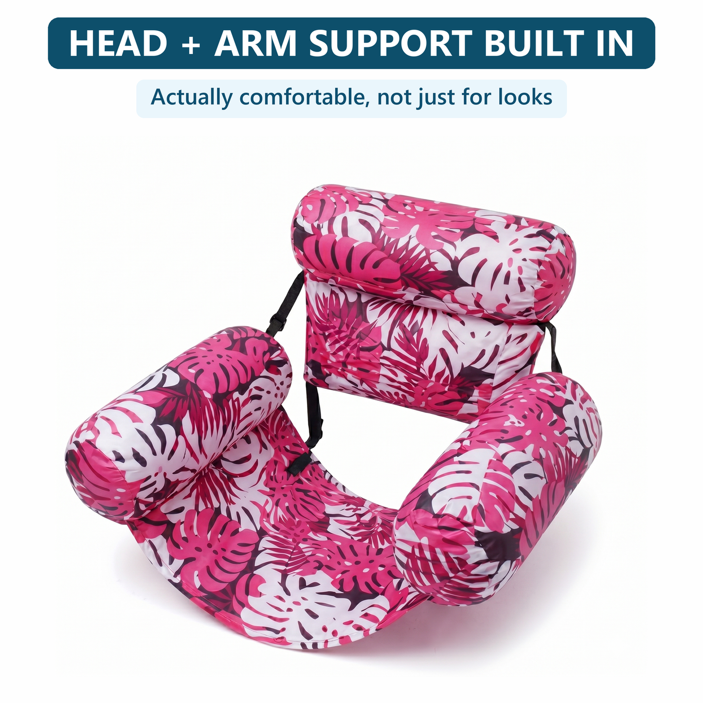 Novyre Pool Lounge Chair with built-in head and arm support, Paradise Pink