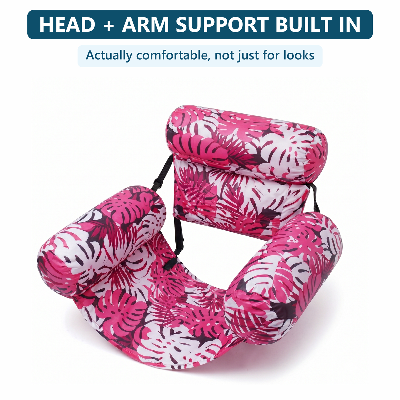 Novyre Pool Lounge Chair with built-in head and arm support, Paradise Pink