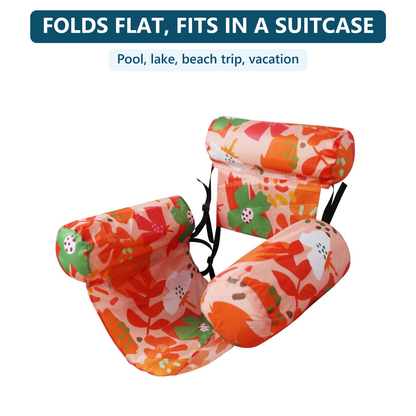 Novyre Pool Lounge Chair folds flat and fits in a suitcase, Tropical Orange