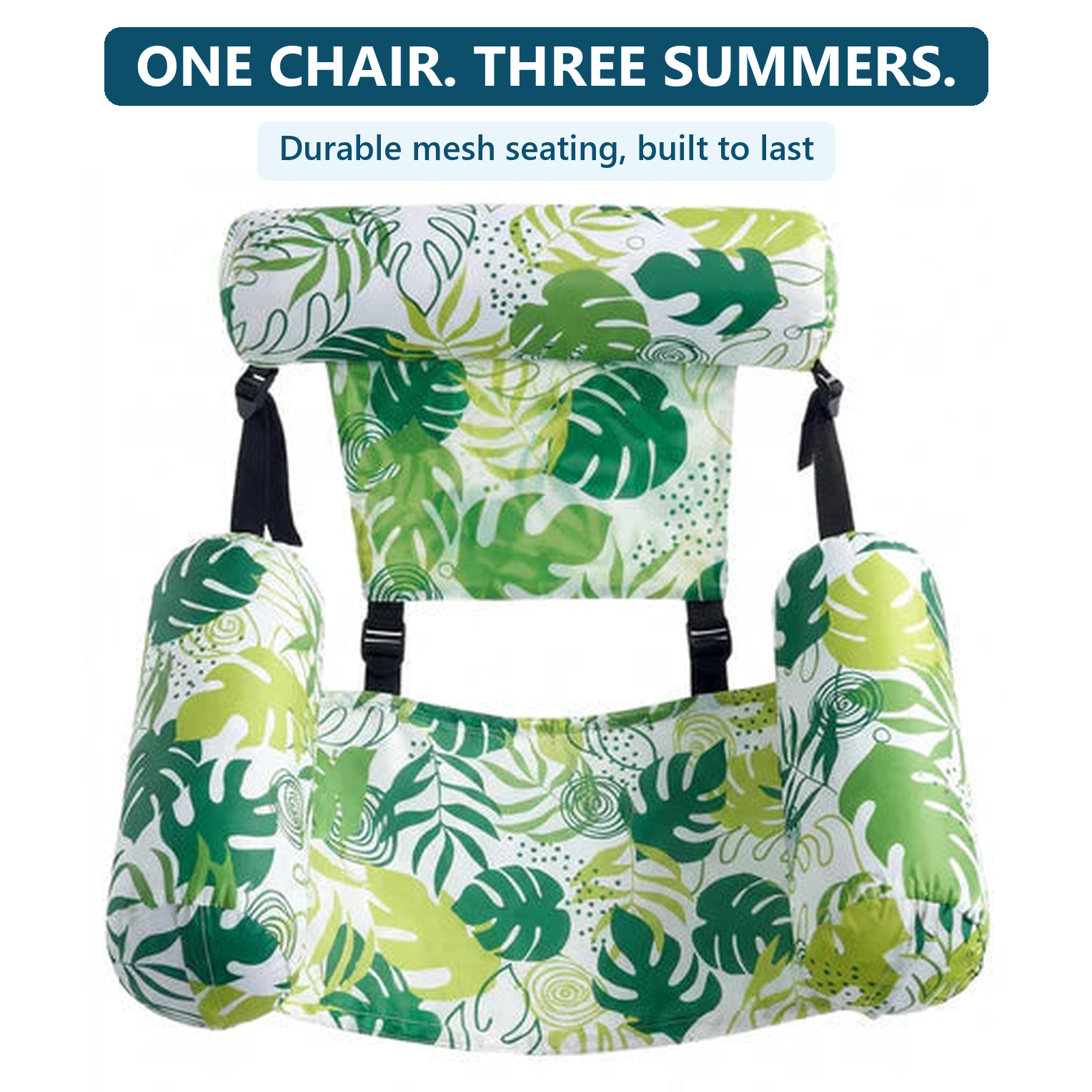Novyre Pool Lounge Chair durable mesh seating, Palm Green